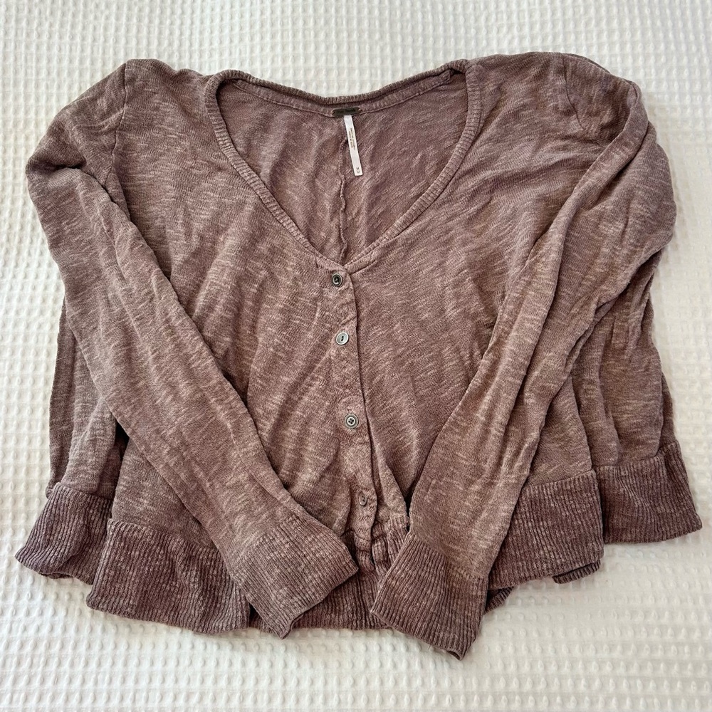Free People Cropped Oversized Cardigan Sweater